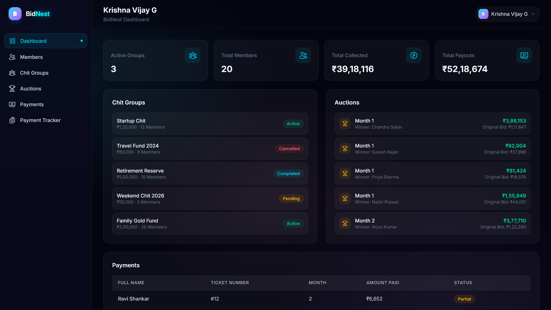 BidNest: Modern Chit Fund Management Platform