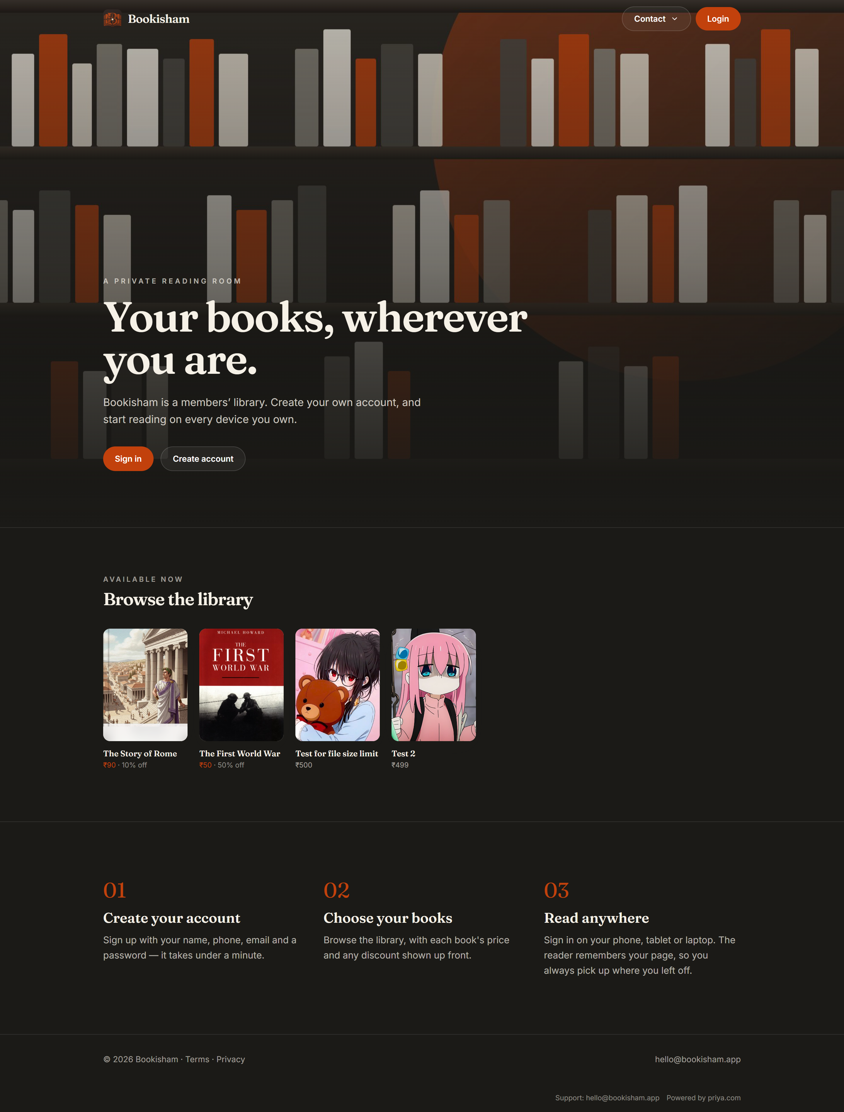 The full landing page