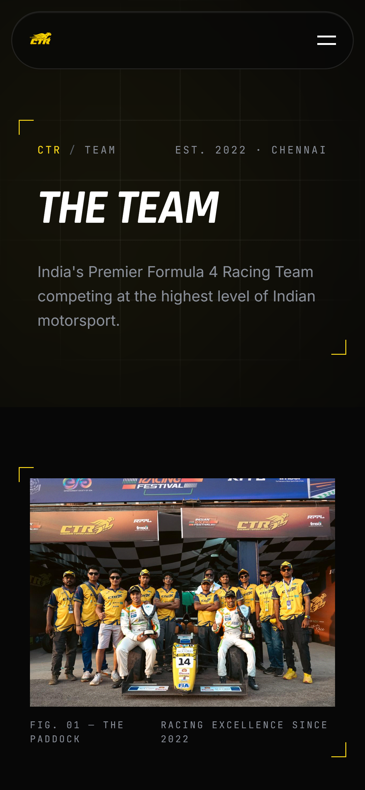 The team page on a phone