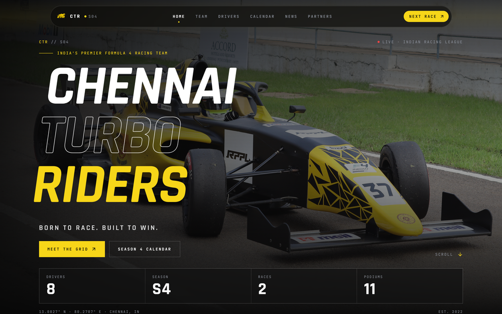 Chennai Turbo Riders: Team Site and Console