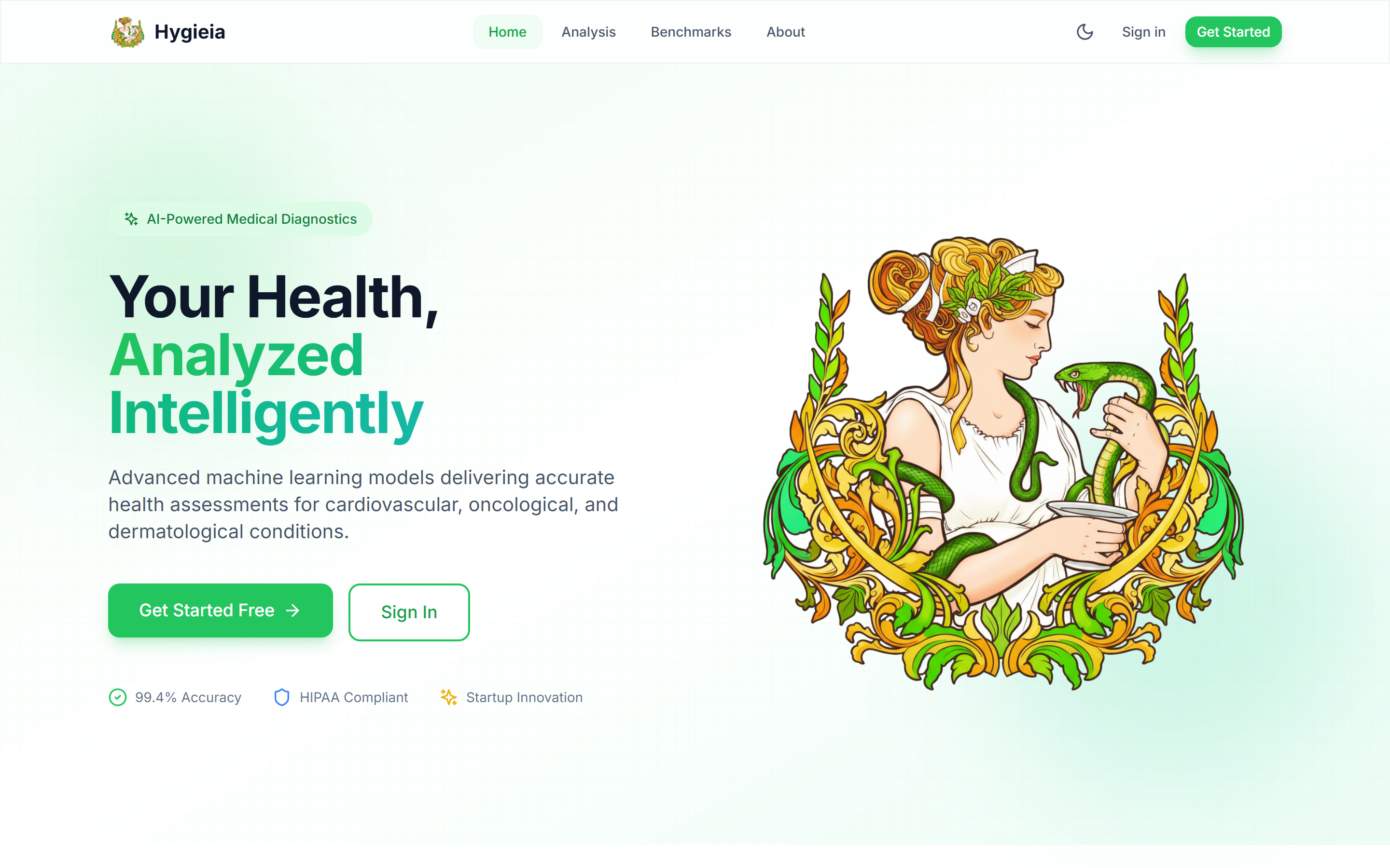 Hygieia landing page