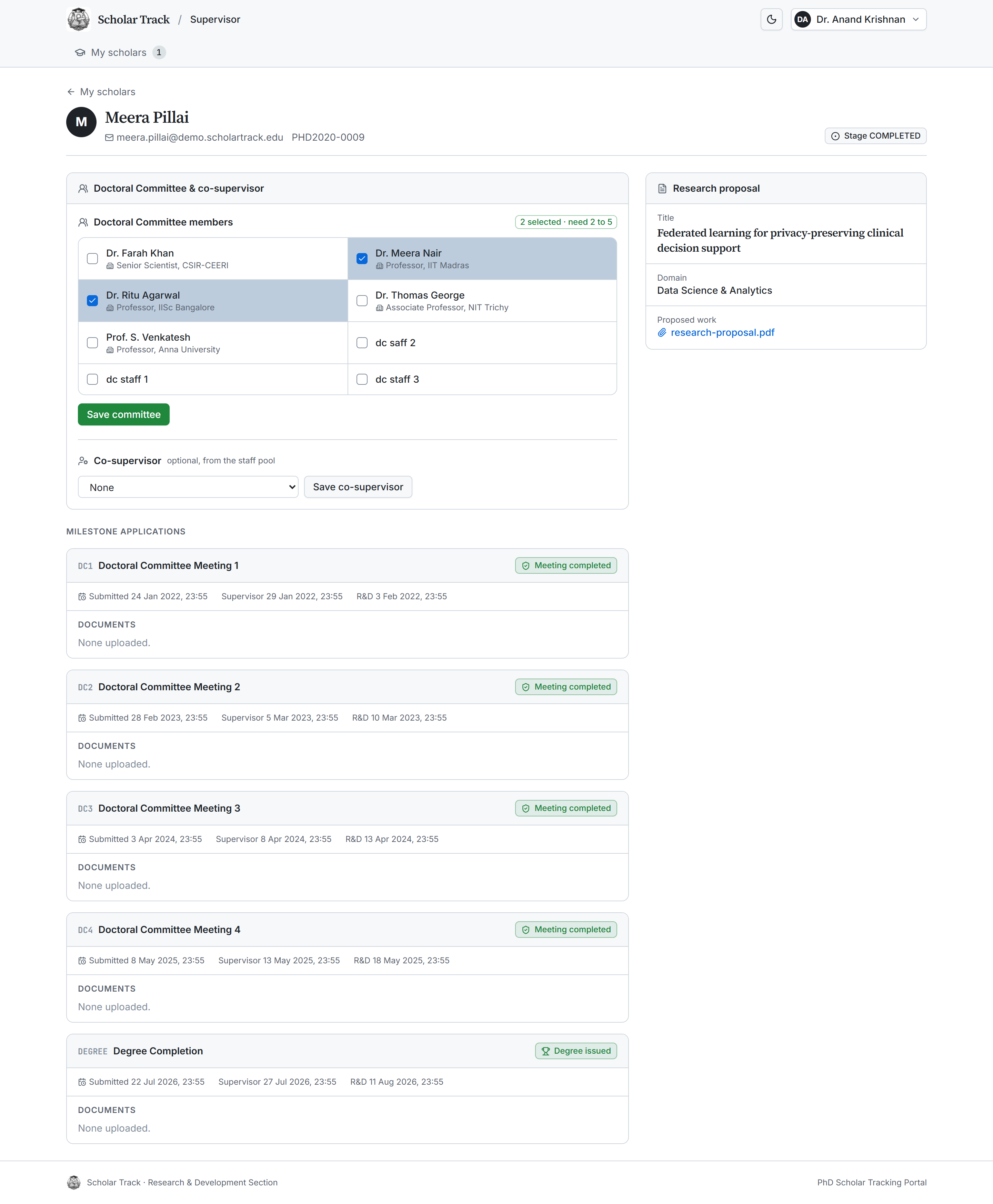 Supervisor review page