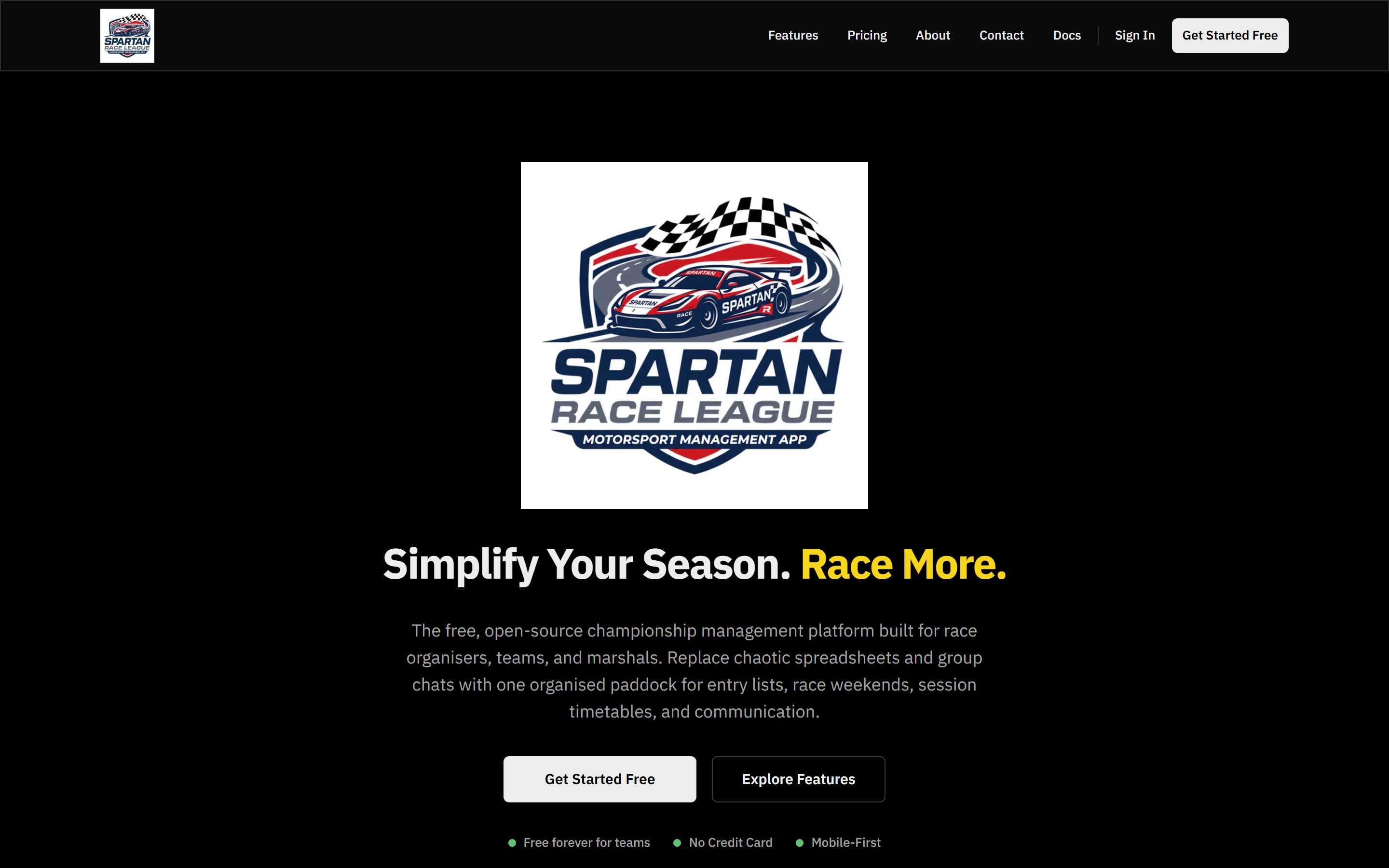 The Spartan landing page